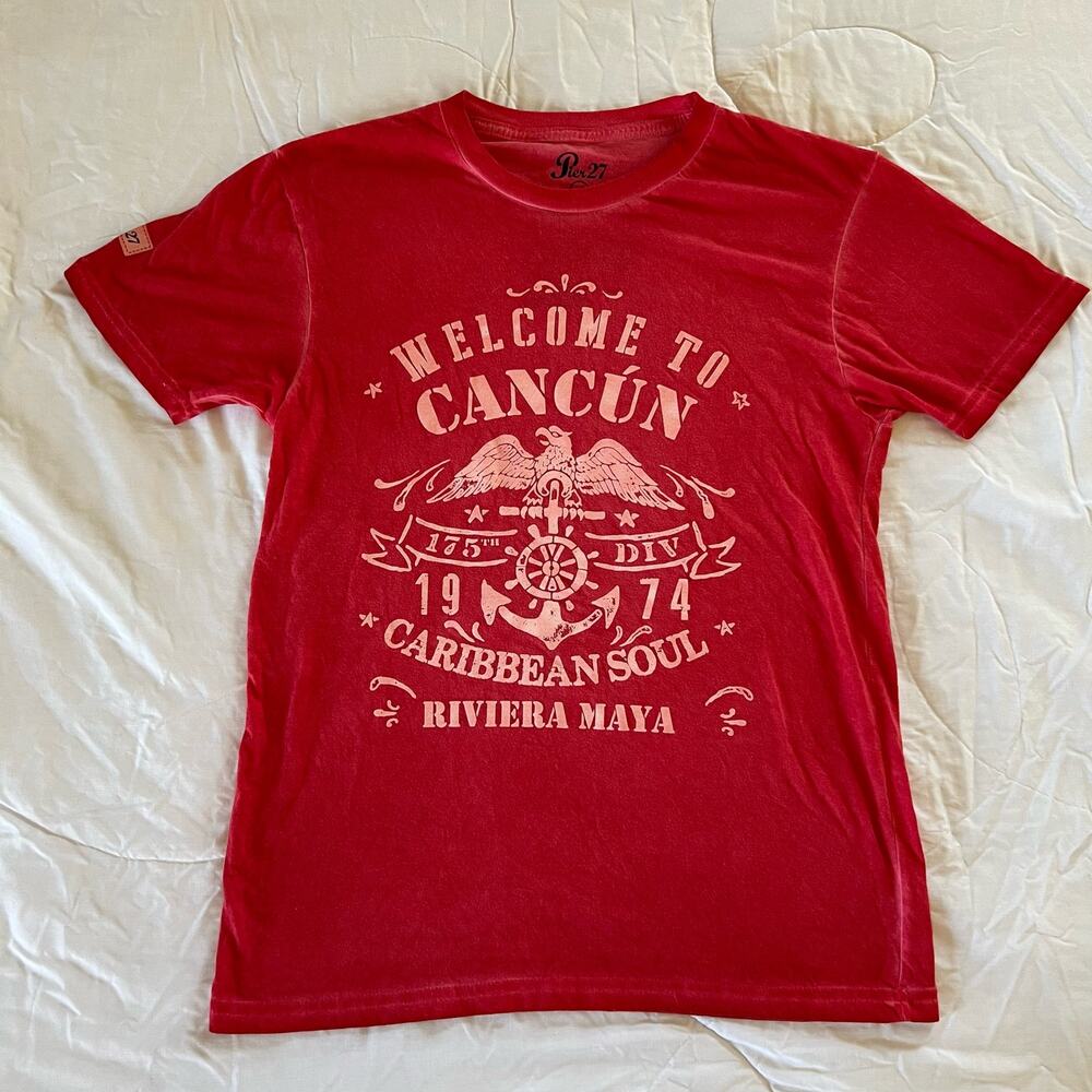 Pier 27 Welcome to Cancun Men’s T-Shirt Red Small